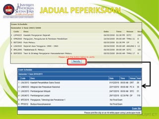 Mencetak Slip Tambah/GugurKursus
