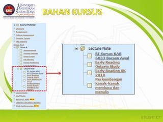 pengumumanPensyarah boleh membuat pengumuman kepada pelajar yang mendaftar kursus