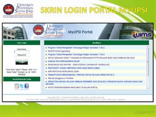 Skrin login PORTAL MYUPSI