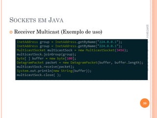 SOCKETS EM JAVA
 Receiver Multicast (Exemplo de uso)
23/07/2014
30
LucasCoutinhodeS.Oliveira
 