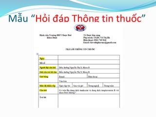 Mẫu “Hỏi đáp Thông tin thuốc”
 