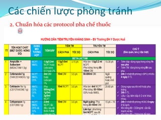 Các chiến lược phòng tránh
2. Chuẩn hóa các protocol pha chế thuốc
 