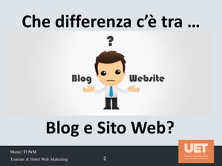 Che differenza c’è tra …
Master THWM
Tourism & Hotel Web Marketing 2
Blog e Sito Web?
 