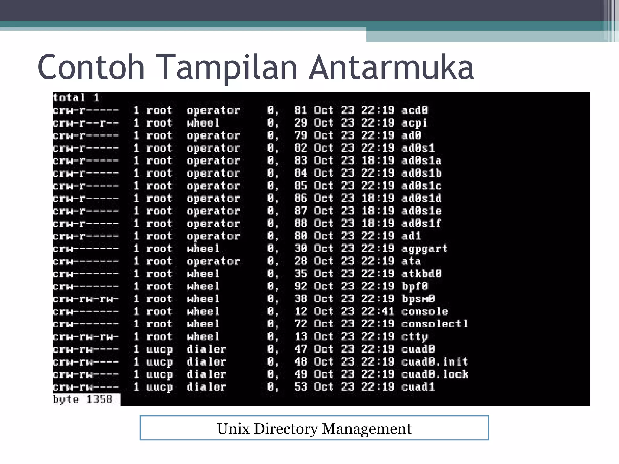Contoh Tampilan Antarmuka




          Unix Directory Management
 