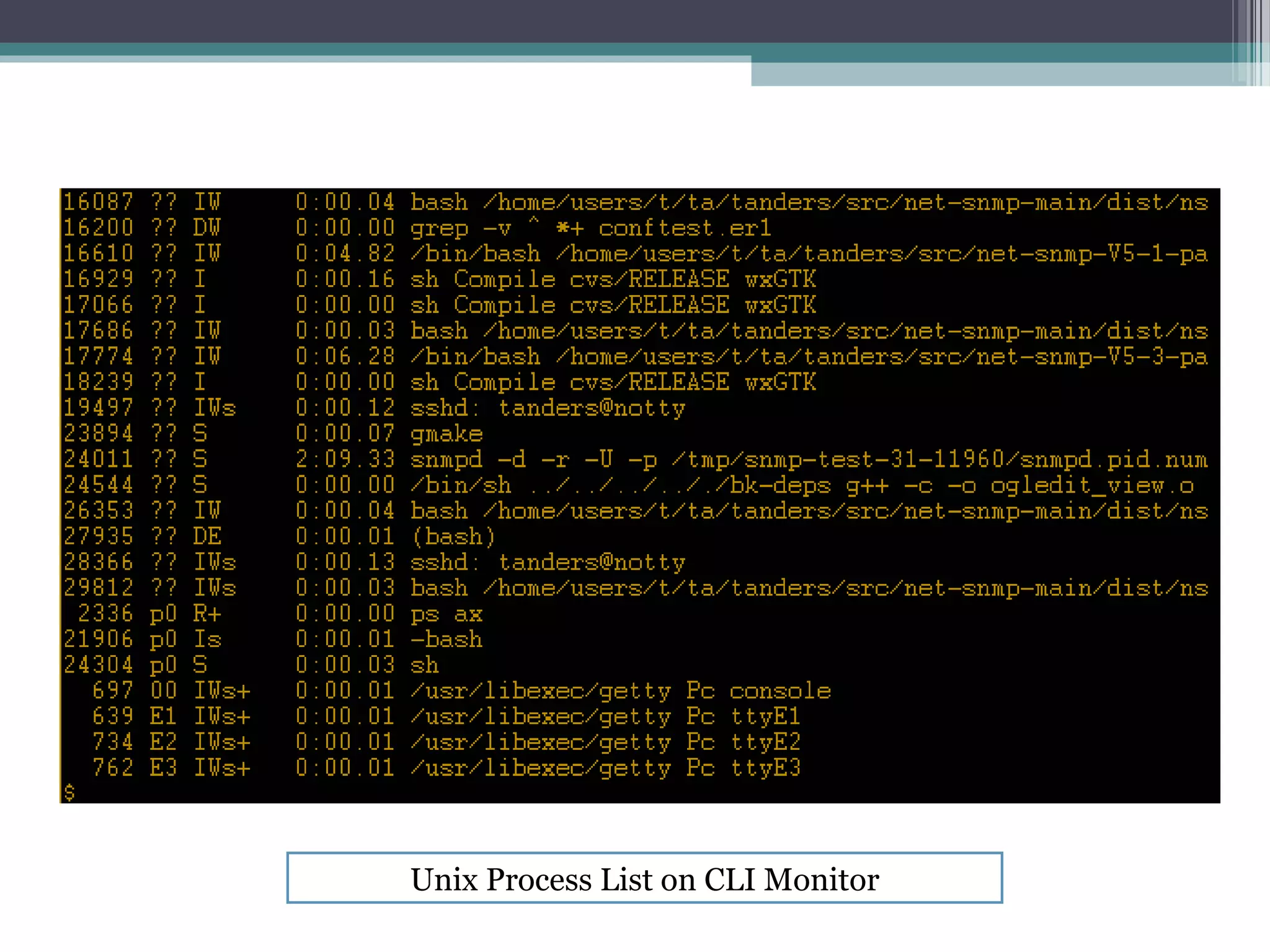 Unix Process List on CLI Monitor
 