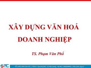XÂY DỰNG VĂN HOÁ
DOANH NGHIỆP
TS. Phạm Văn Phổ
 