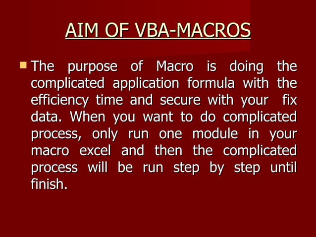 VBA - Macro For Ms.Excel | PPT | Computing | Technology & Computing