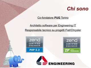 Chi sono
          Co-fondatore PUG Torino

    Architetto software per Engineering IT
Responsabile tecnico su progetti Fi...