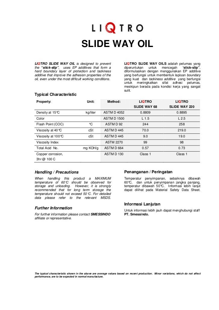 Slideway ISO VG 68 dan 220 (Product Data Sheet)