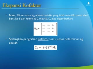 Matematika 2 - Slide week 10 - Teori Laplace dan Cramer | PPTX
