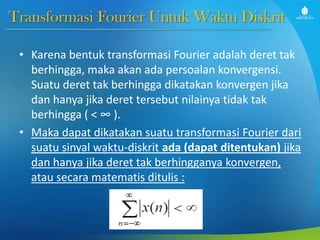 Pengolahan Sinyal Digital - Slide week 4 - transformasi fourier sinyal ...
