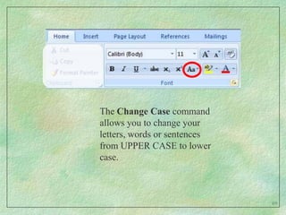 The ribbon consists of different tabs.Each tab has a different set of groupsThis is the Insert tab and some of its groups.56