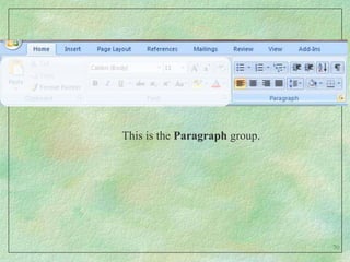 This is the Page Layout tab and some of its groups.57