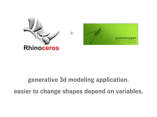 +
generative 3d modeling application.
easier to change shapes depend on variables.
 