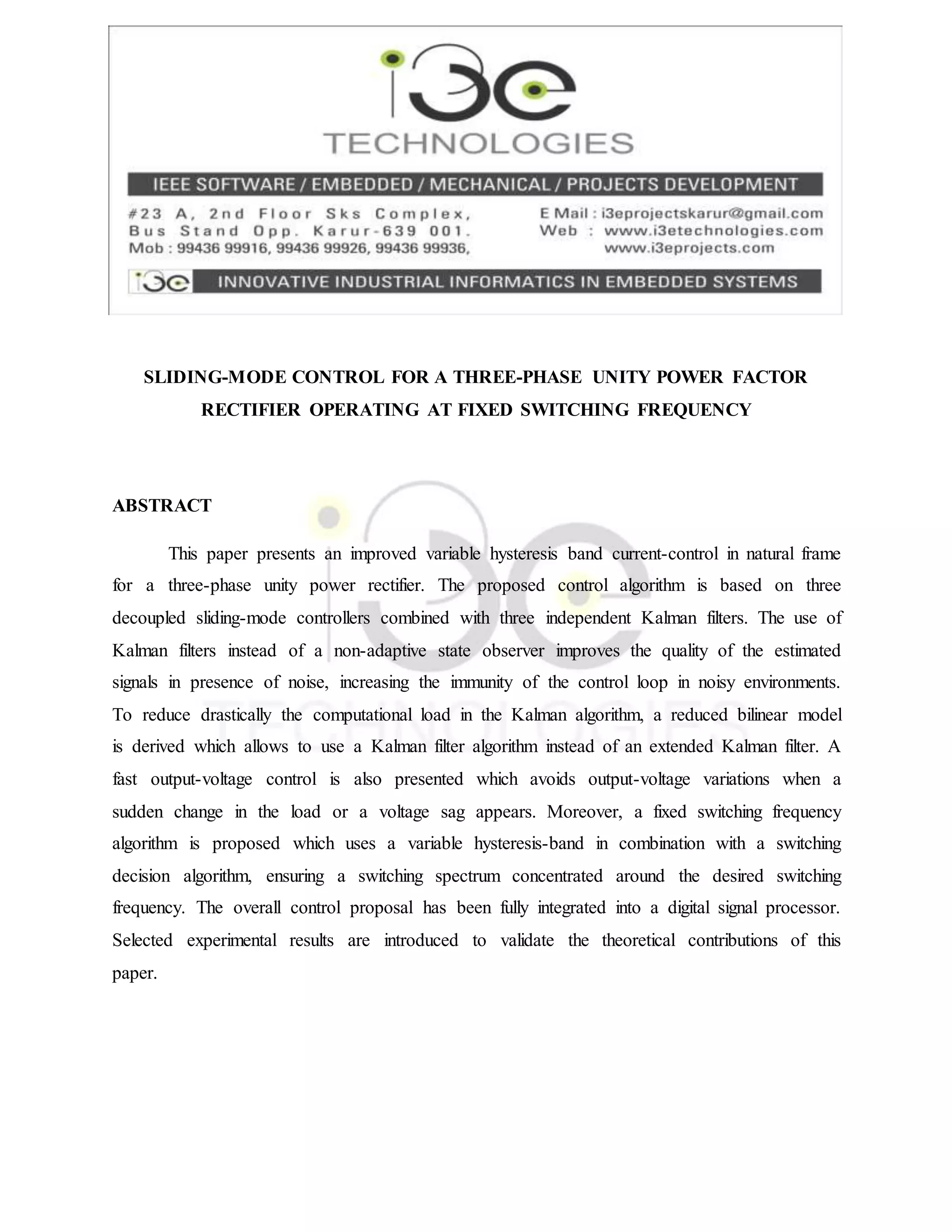 Sliding mode control for a three-phase unity power factor rectifier ...