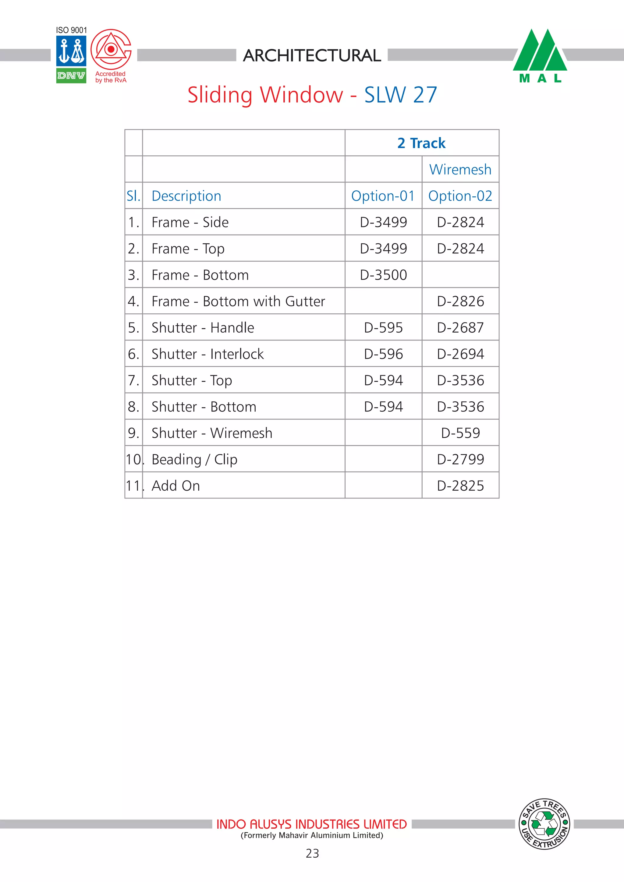 Aluminum Extrusion Architecture Division (Sliding Series Window) | PDF