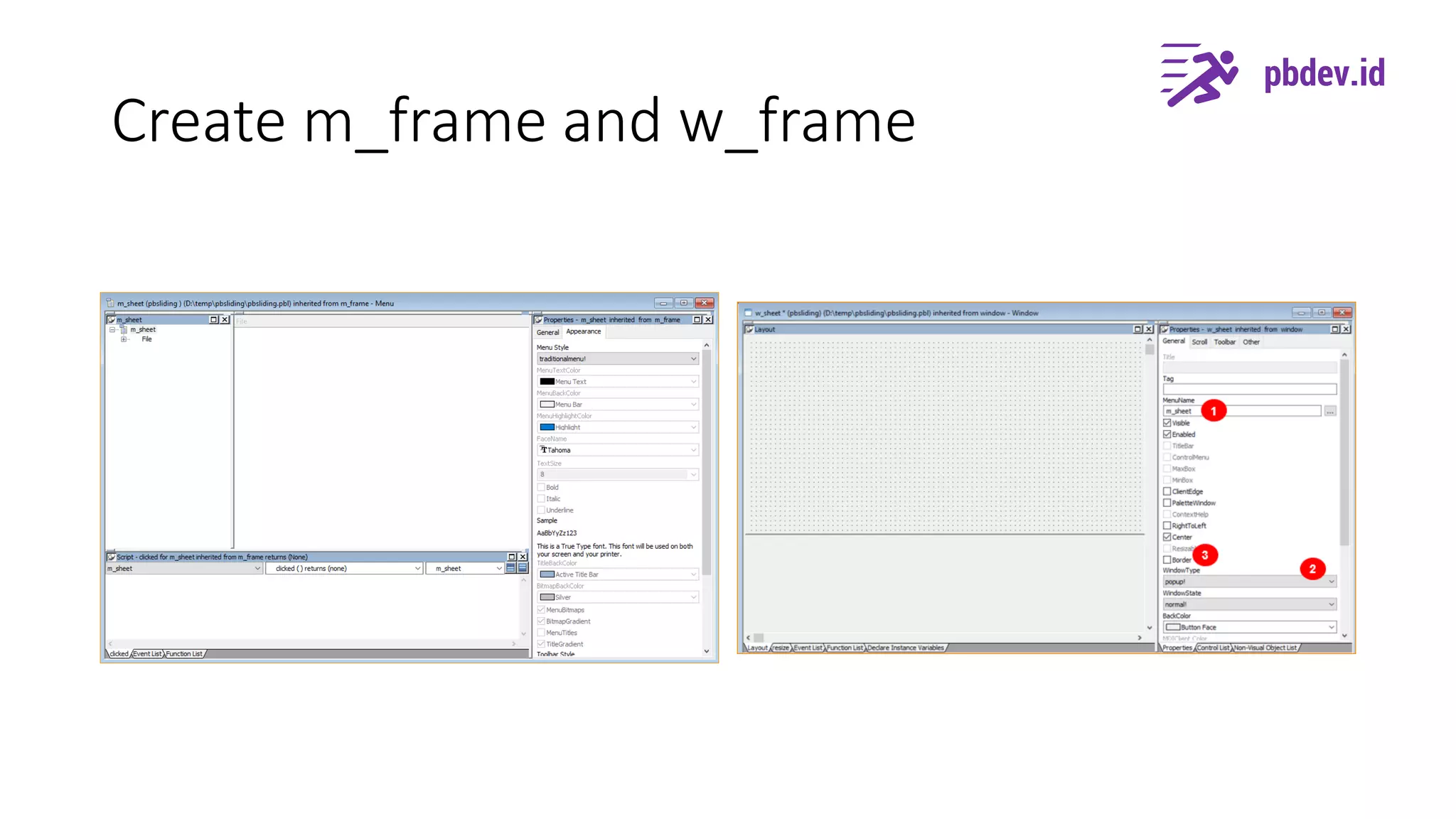 How to create sliding window hamburger menu style in Powerbuilder | PPT
