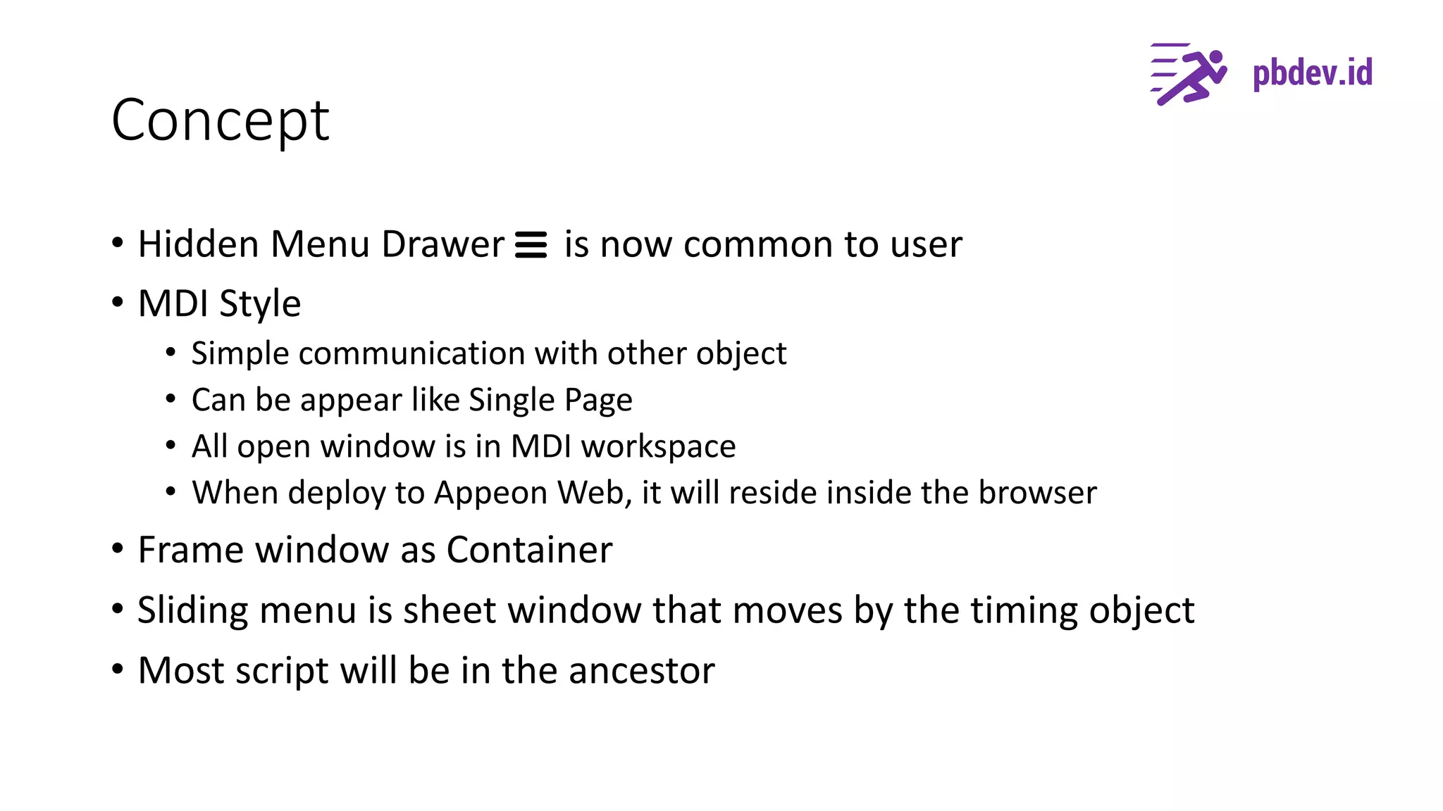 How to create sliding window hamburger menu style in Powerbuilder | PPT