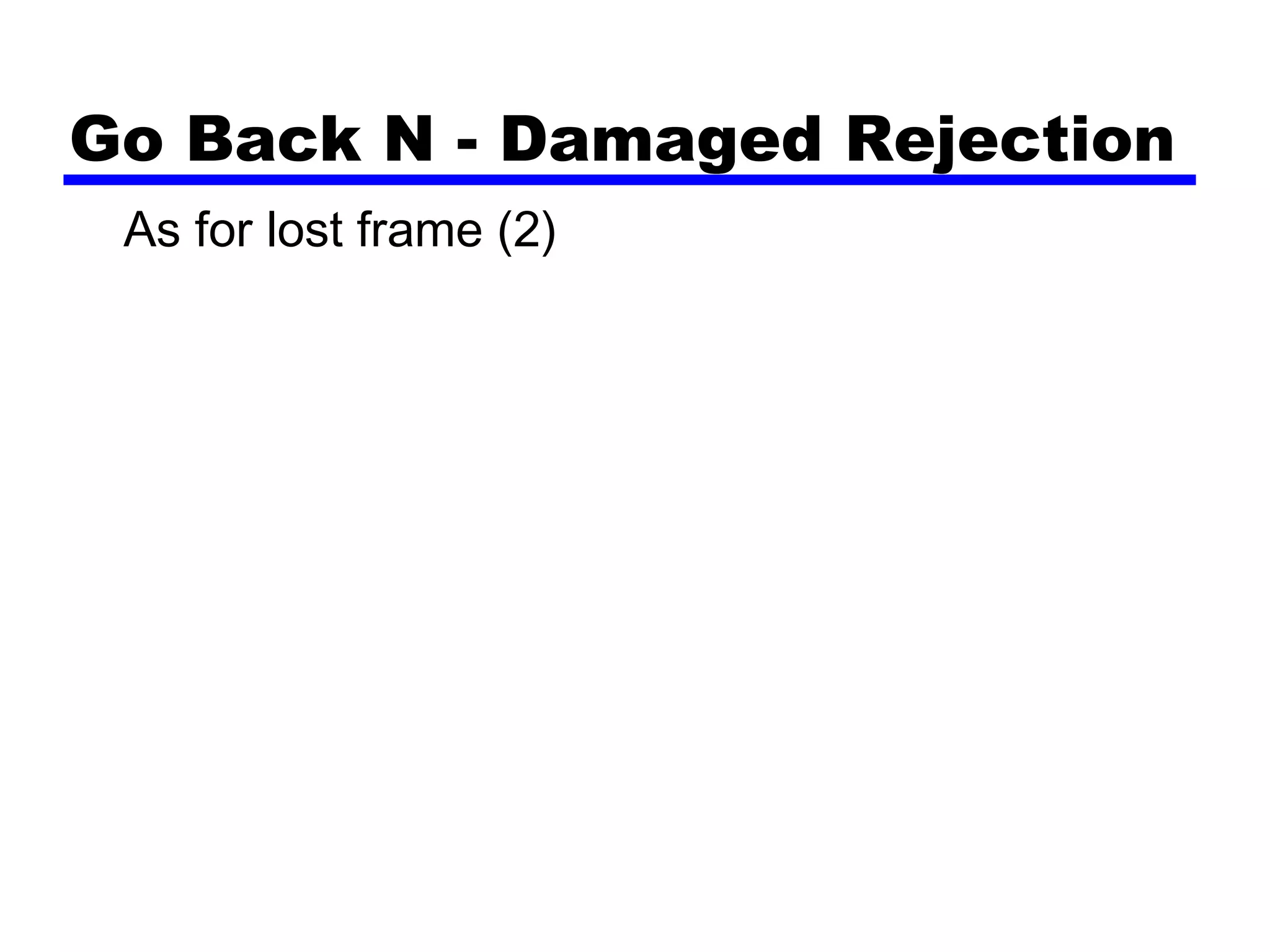 Go Back N - Damaged Rejection
As for lost frame (2)
 