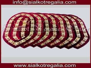 Masonic regalia Shrine chain collar on red velvet gold 