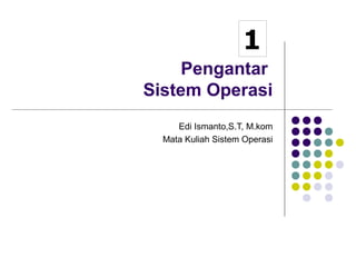1 
Pengantar 
Sistem Operasi 
Edi Ismanto,S.T, M.kom 
Mata Kuliah Sistem Operasi 
 