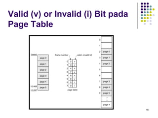 46 
Valid (v) or Invalid (i) Bit pada 
Page Table 
 