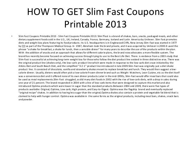 Slim Fast Coupons Printable 2013 - Slim Fast Coupons Printable 2013