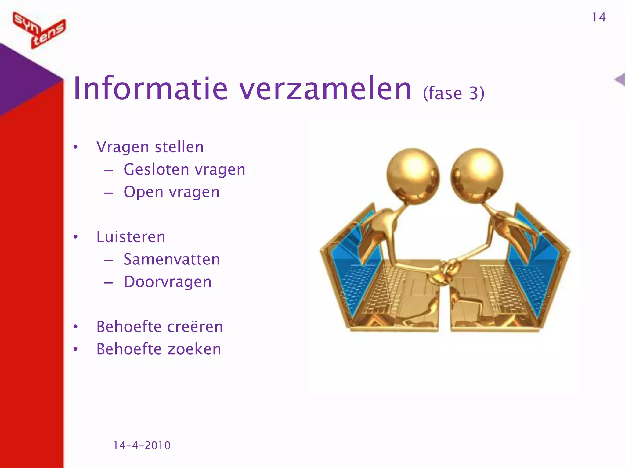  TijdsgebondenWelk middel zet je in ? (fase 4)14-4-201010Persoonlijke verkoopMailenAdverterenBeurzenInternetNiets> 30 nieuwe……………
