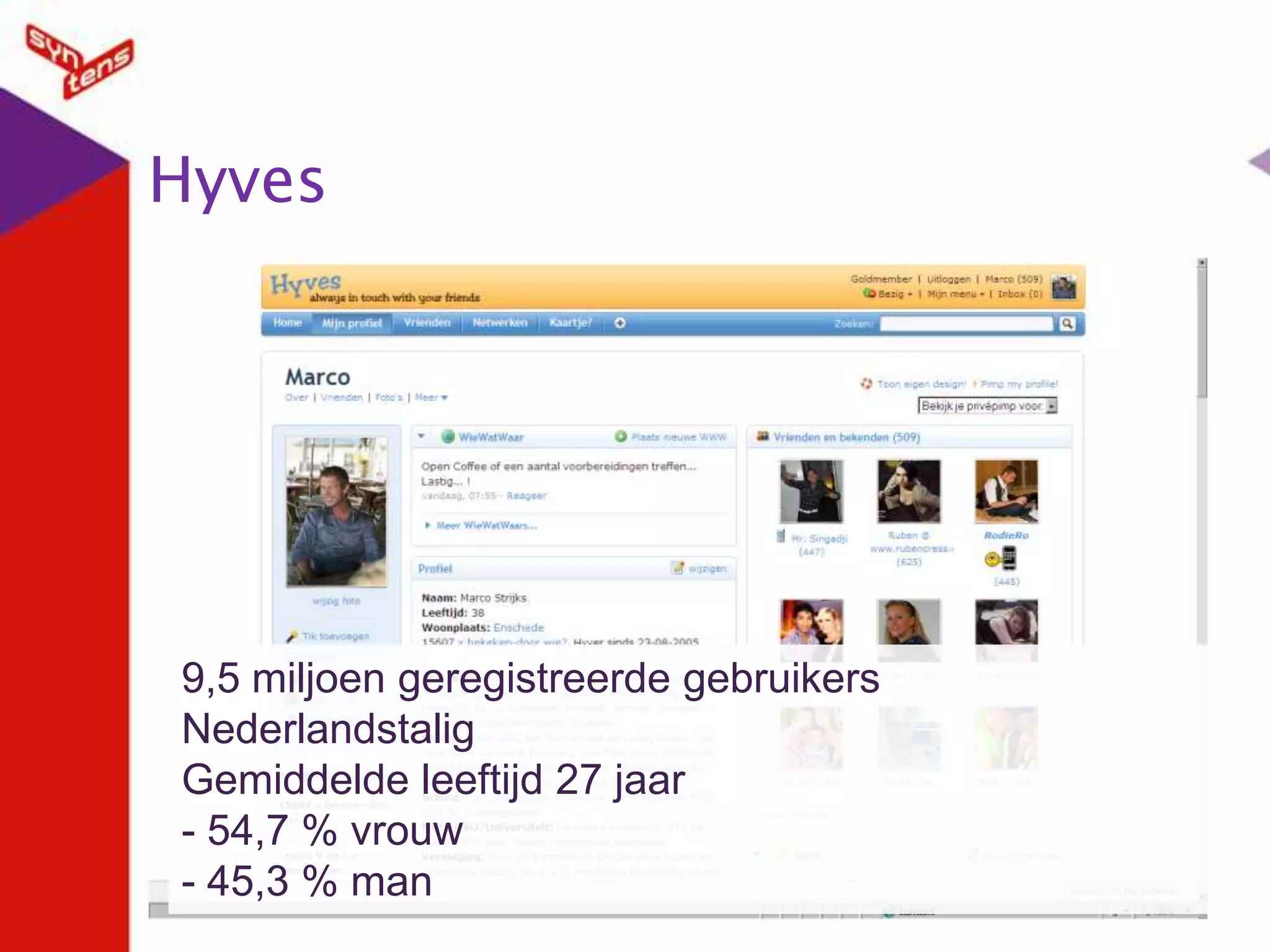 Waarom belangrijk?Sociale netwerken en sociale interactie IS dagelijkse realiteit!73% van de Nederlanders gebruikt al een sociaal netwerk op internet.