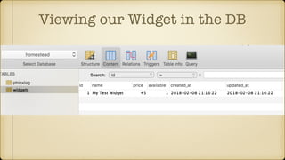 Viewing our Widget in the DB
 