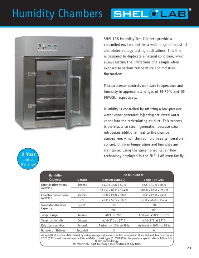 SHEL LAB Incubator Catalog