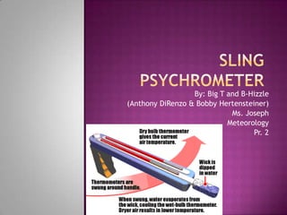 Sling Psychrometer By: Big T and B-Hizzle (Anthony DiRenzo & Bobby Hertensteiner) Ms. Joseph Meteorology Pr. 2 