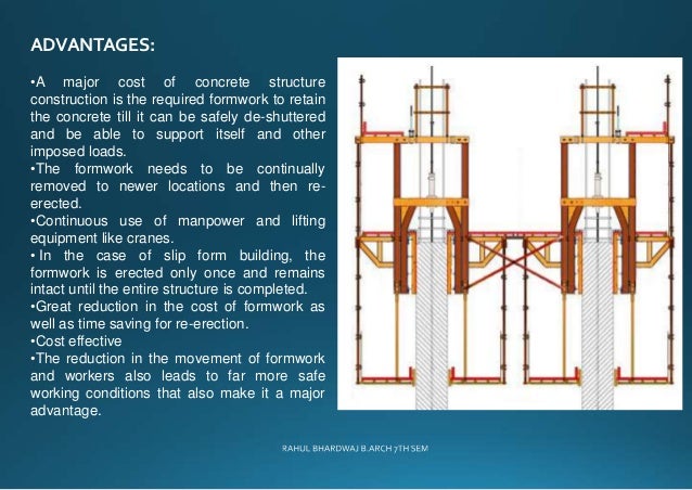 Slipform concrete formwork diagram 