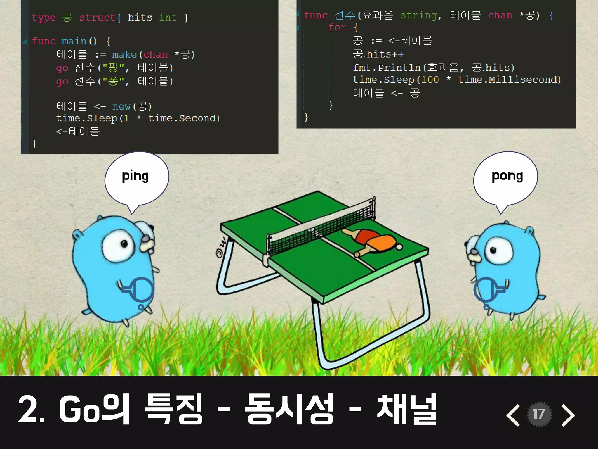 2. Go의 특징 - 동시성 - 채널 17
pongping
 