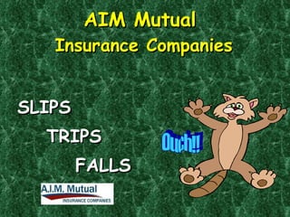 AIM Mutual   Insurance Companies SLIPS  TRIPS FALLS Ouch!! 