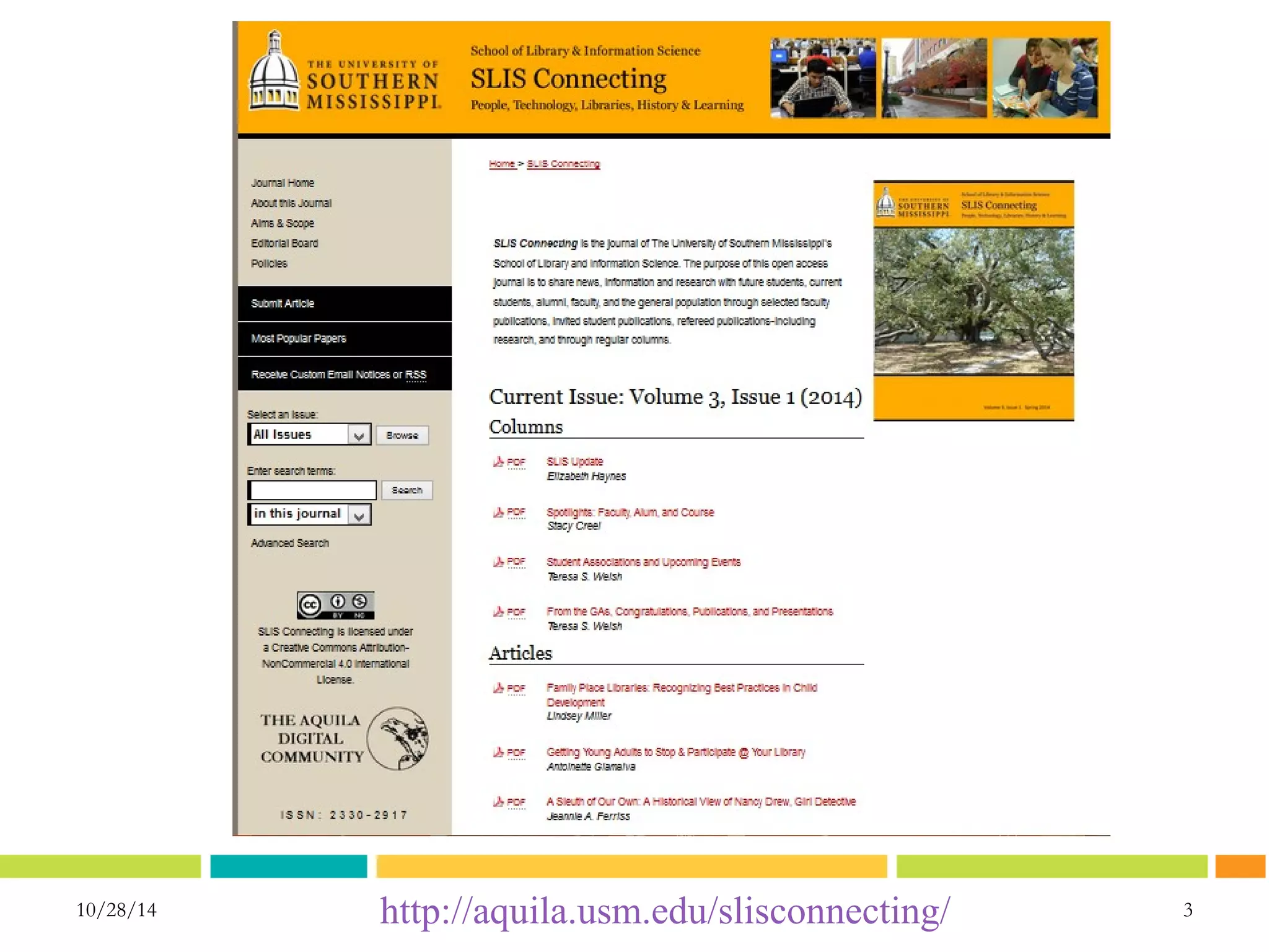 10/28/14 http://aquila.usm.edu/slisconnecting/ 3 
 