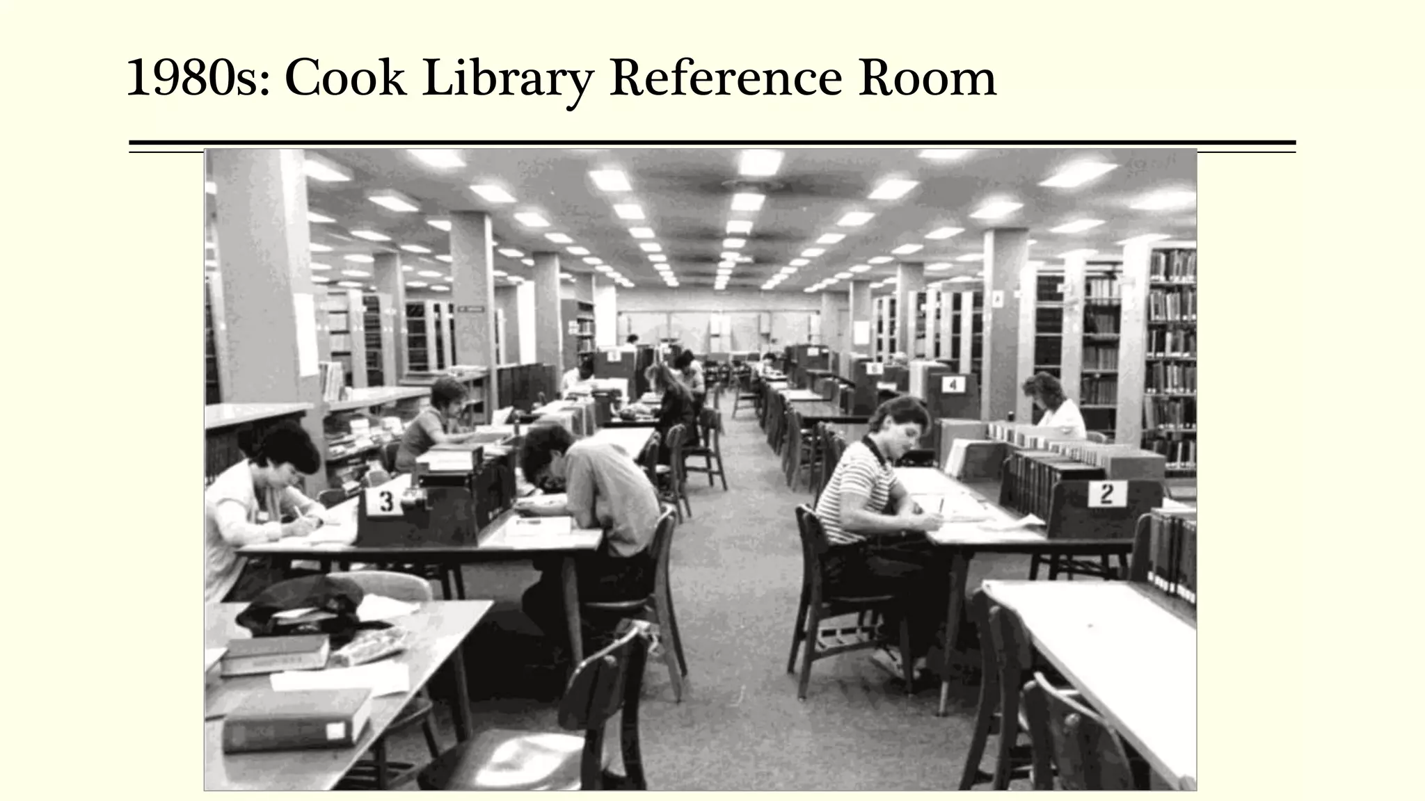 1980s: Cook Library Reference Room
 