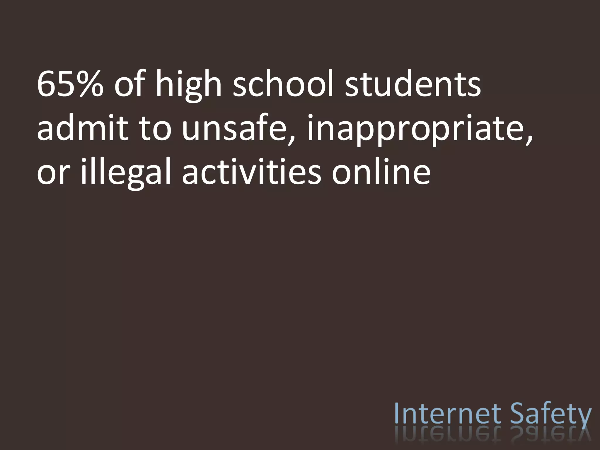65% of high school students admit to unsafe, inappropriate, or illegal activities online  