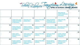 School Library Month Calendar of Ideas | PPT