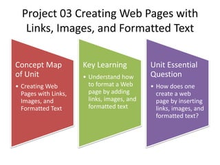 Project 03 Creating Web Pages with Links, Images, and Formatted Text 