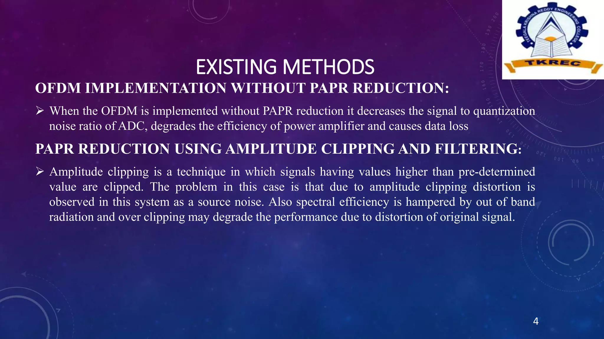 SLM-PTS BASED PAPR REDUCTION TECHNIQUES IN OFDM SYSTEM | PPTX
