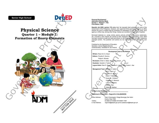 Slm Shs Physical Science Quarter 1 Deped Calabarzon Pdf