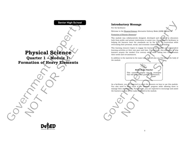 Slm Shs Physical Science Quarter 1 Deped Calabarzon Pdf