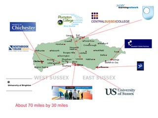 About 70 miles by 30 miles 