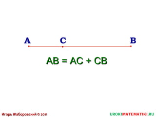 А С В АВ = АС + СВ  UROKI MATEMATIKI .RU Игорь Жаборовский © 2011 