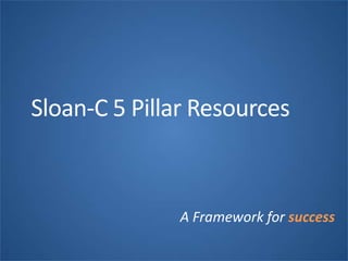 Sloan-C 5 Pillar Resources
A Framework for success
 