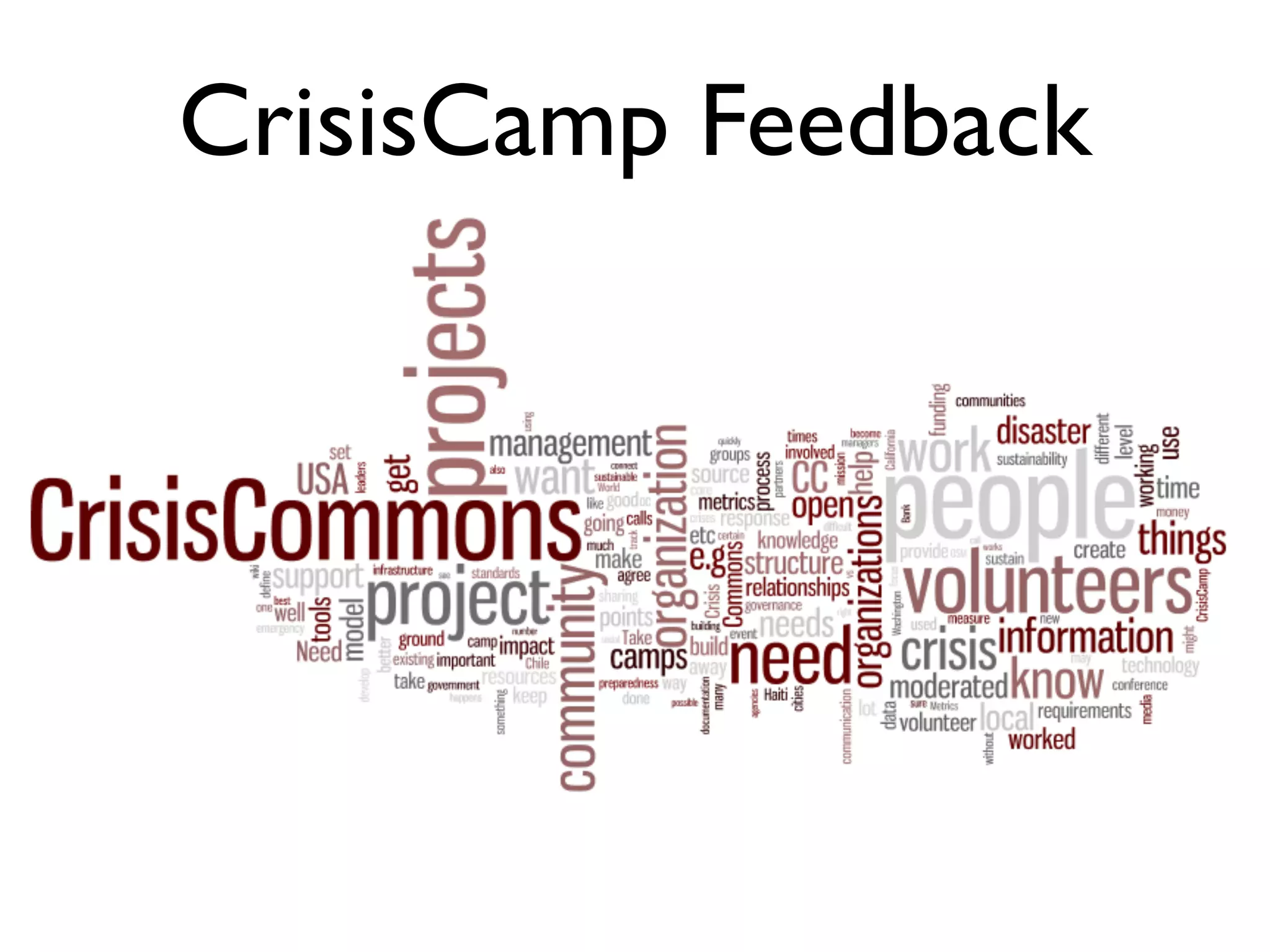 CrisisCamp Feedback
 