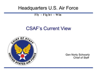 [object Object],[object Object],Headquarters U.S. Air Force Fly – Fight – Win CSAF’s Current View 