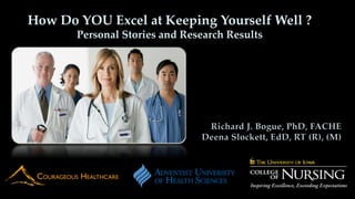 How Do YOU Excel at Keeping Yourself Well ?
Personal Stories and Research Results
 