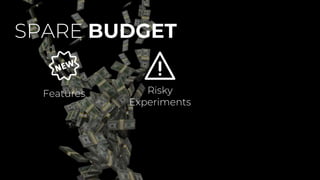 SPARE BUDGET
Features Risky
Experiments
 